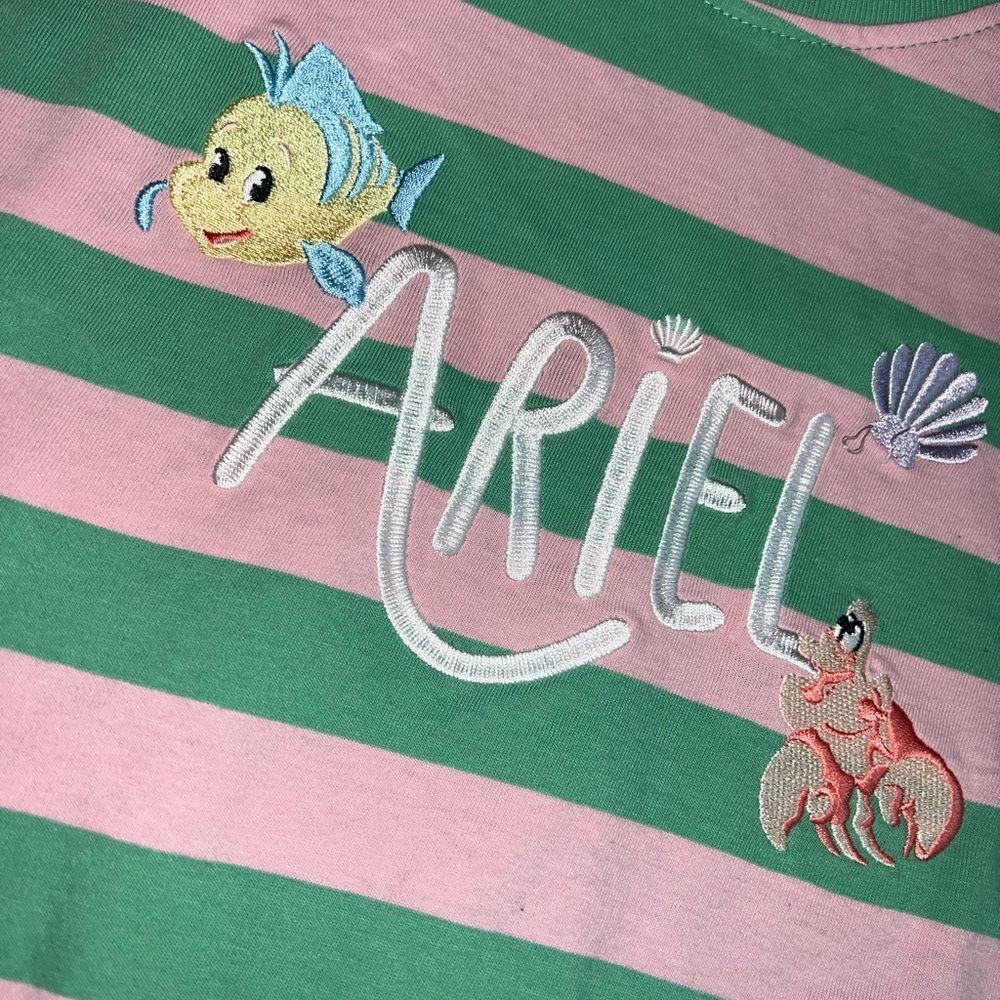 Disney Our Universe Pink Striped Ariel T-Shirt Size Womens Large NWOT org cotton - Picture 3 of 5